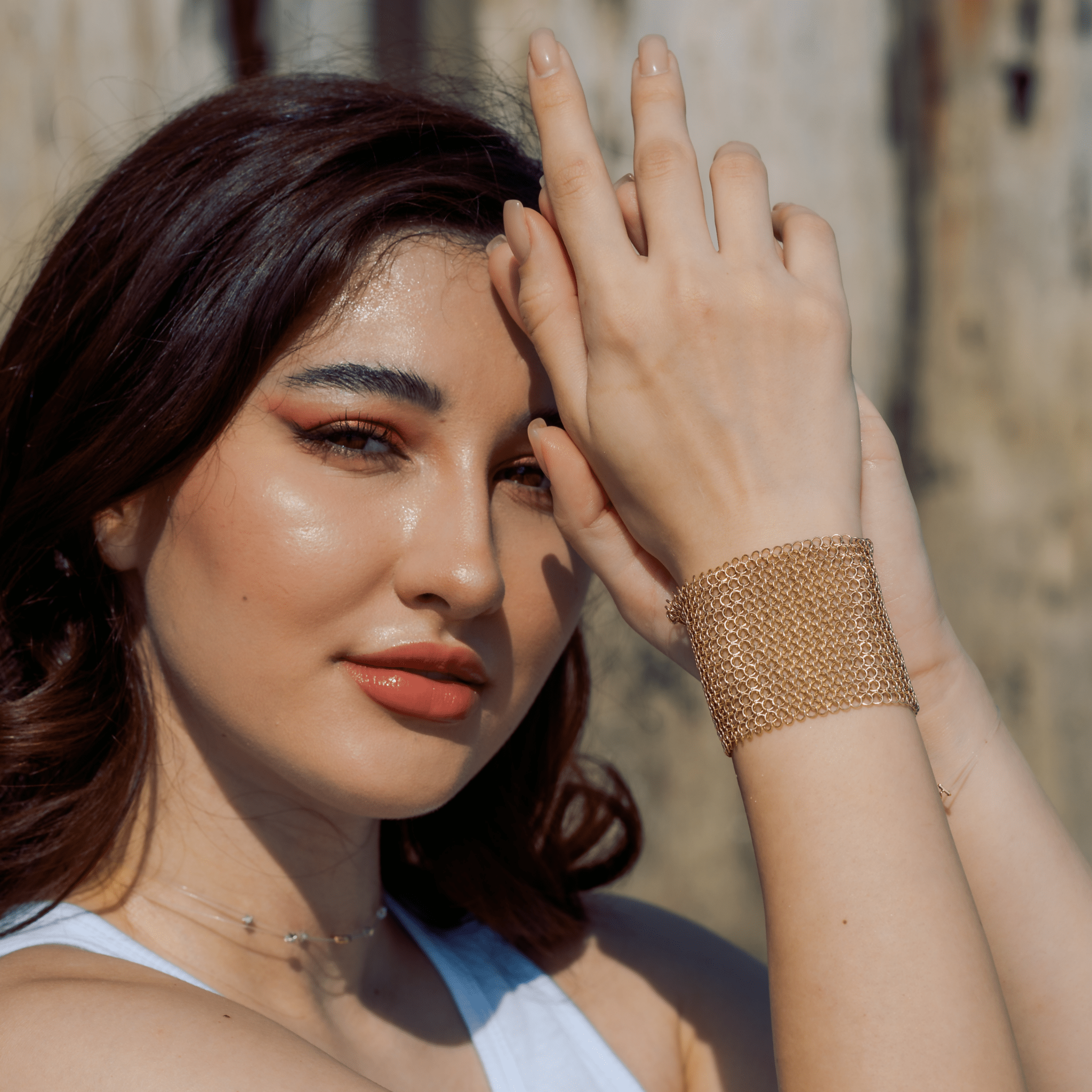 14K Yellow Gold Alexandra Mesh Bracelet - Gemaee UAE