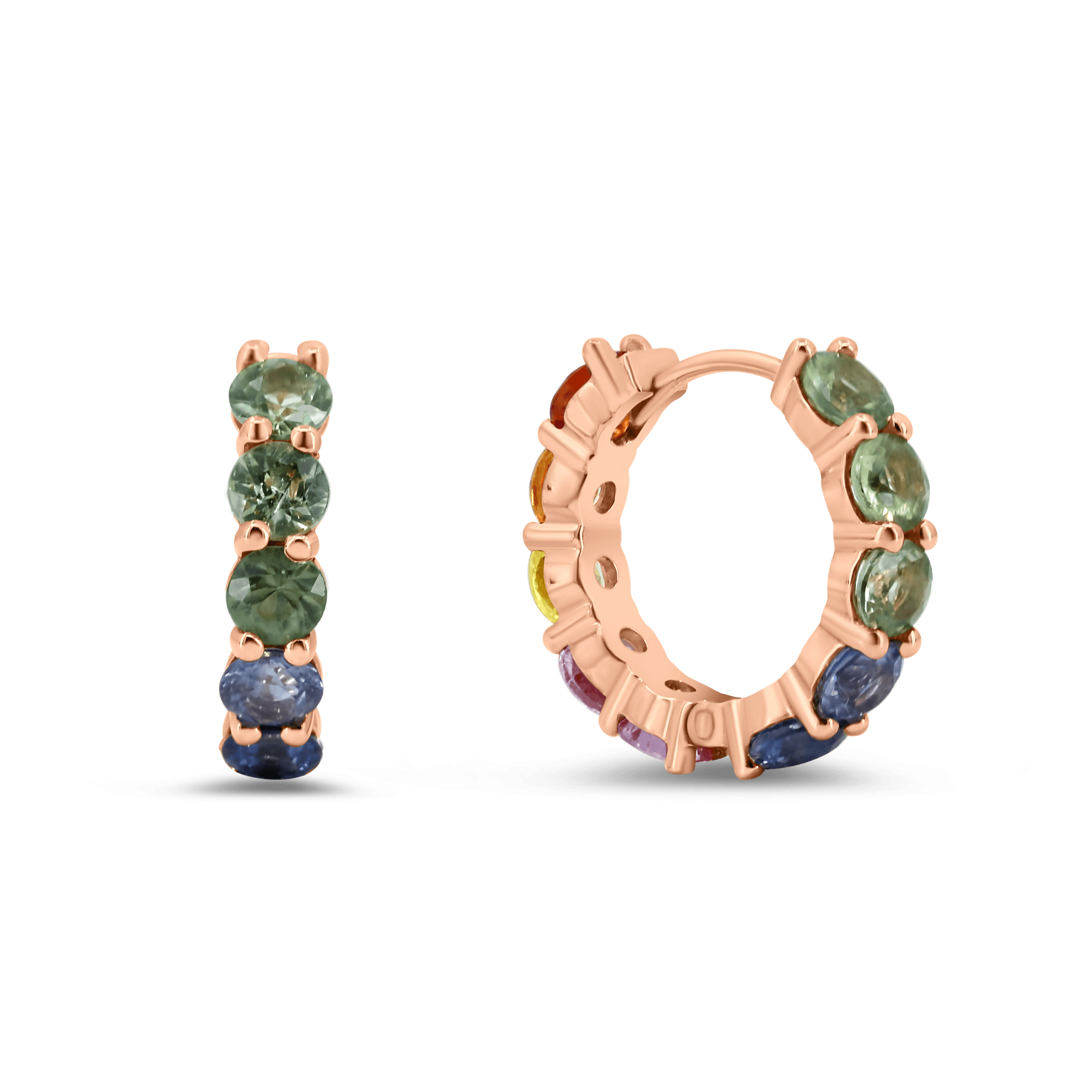 18K Rose Gold Rainbow Small Hoop Earring - Gemaee UAE