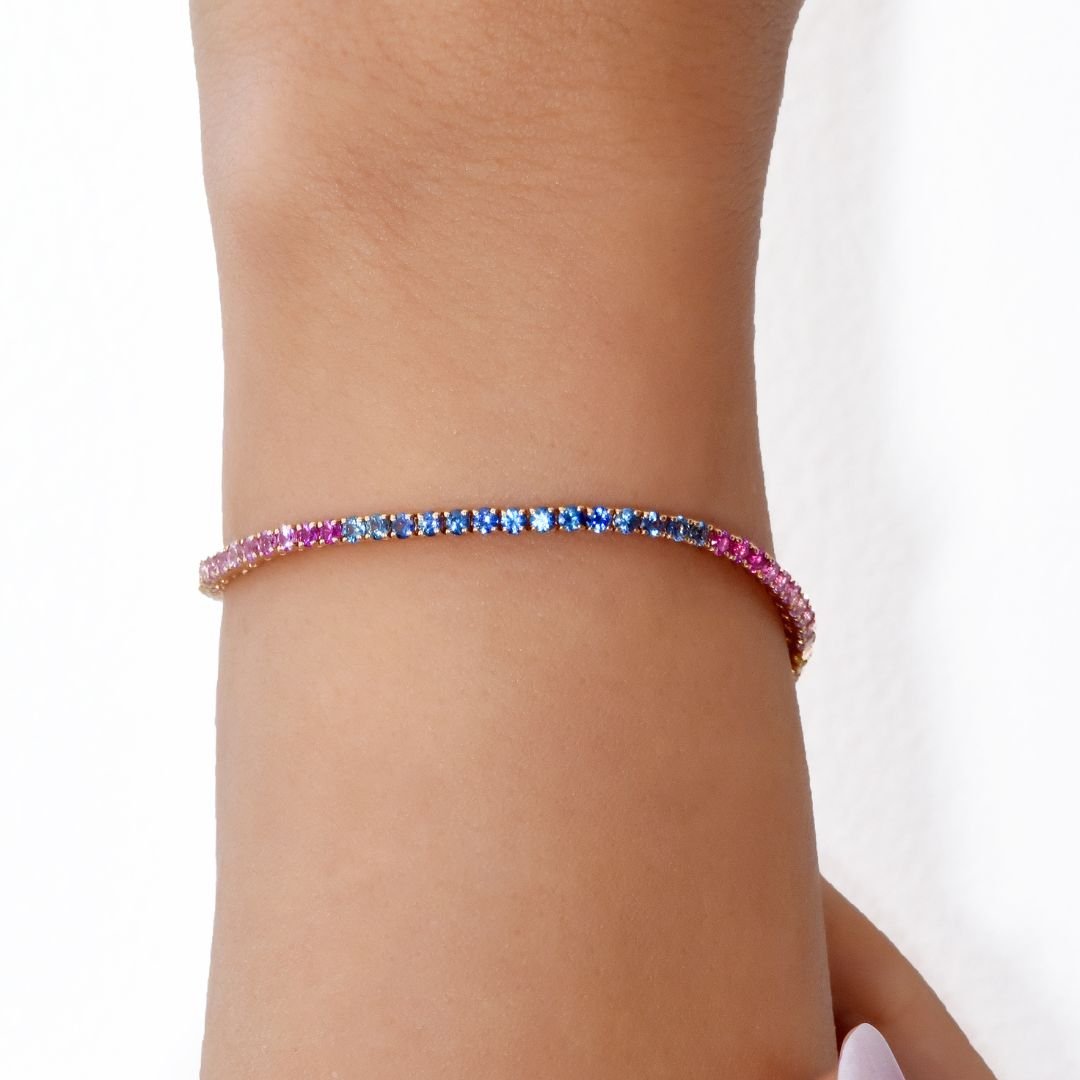 18K Rose Gold Rainbow Tiny Bracelet - Gemaee UAE