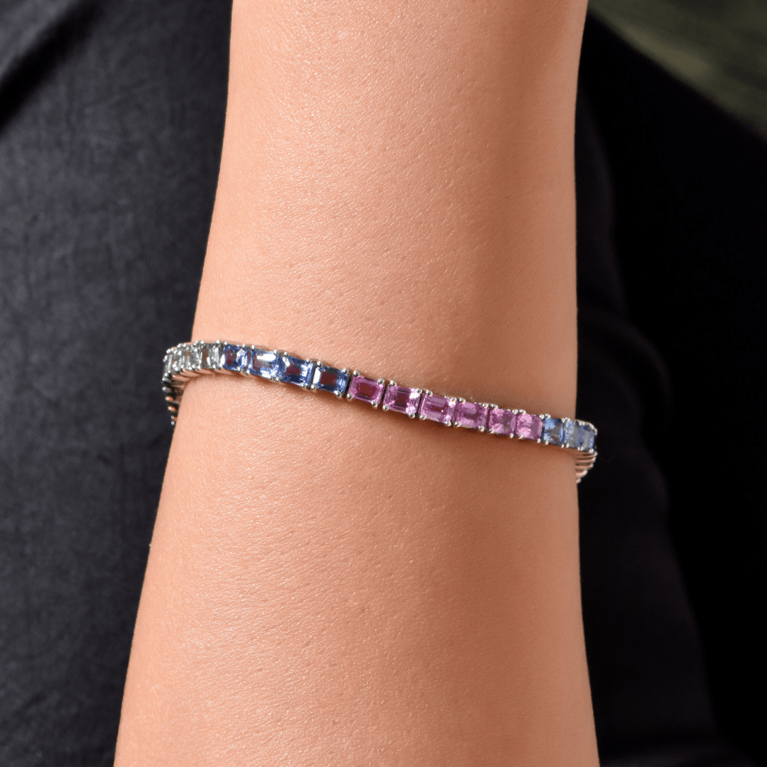 18K White Gold Rainbow Bracelet - Gemaee UAE