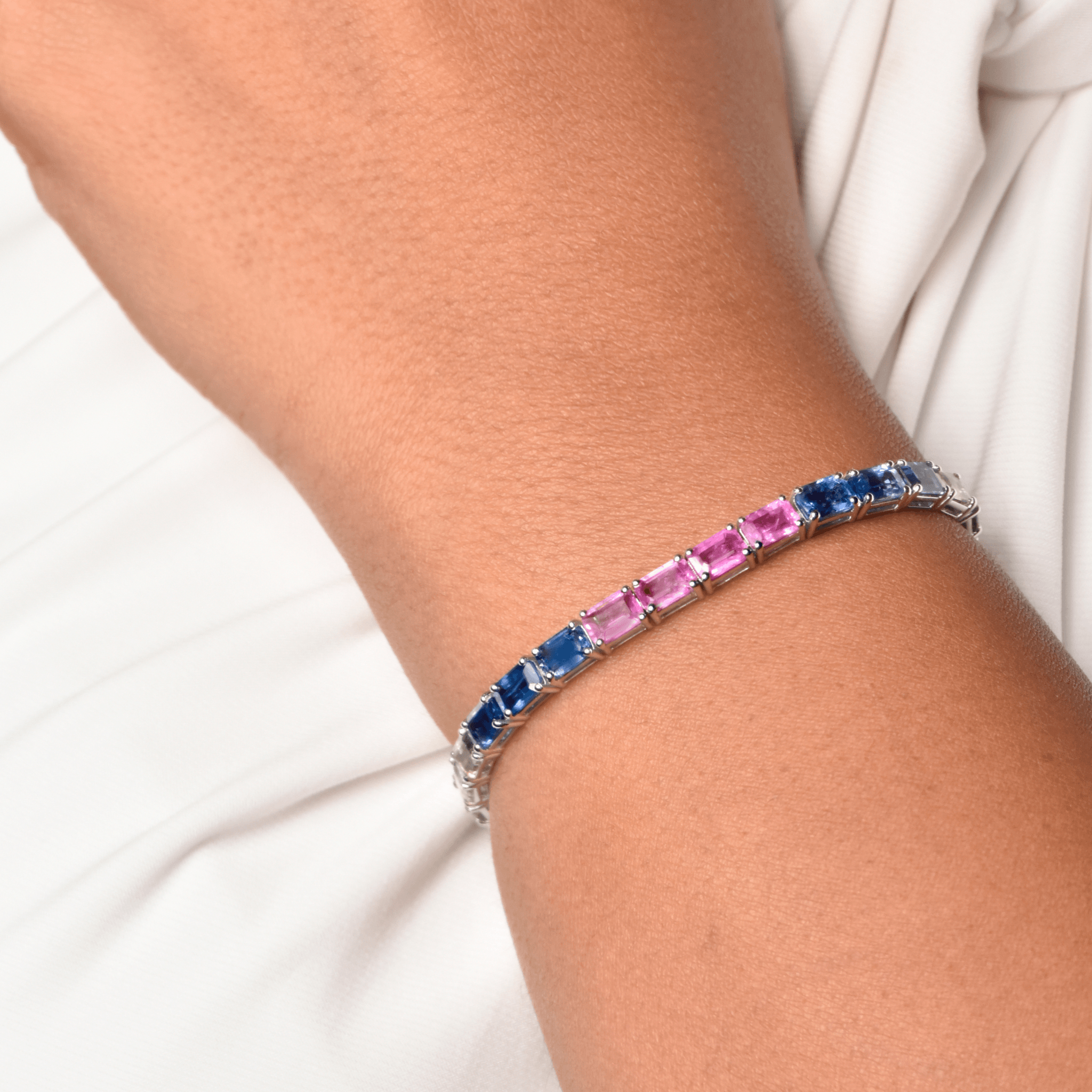 18K White Gold Rainbow Bracelet - Gemaee UAE