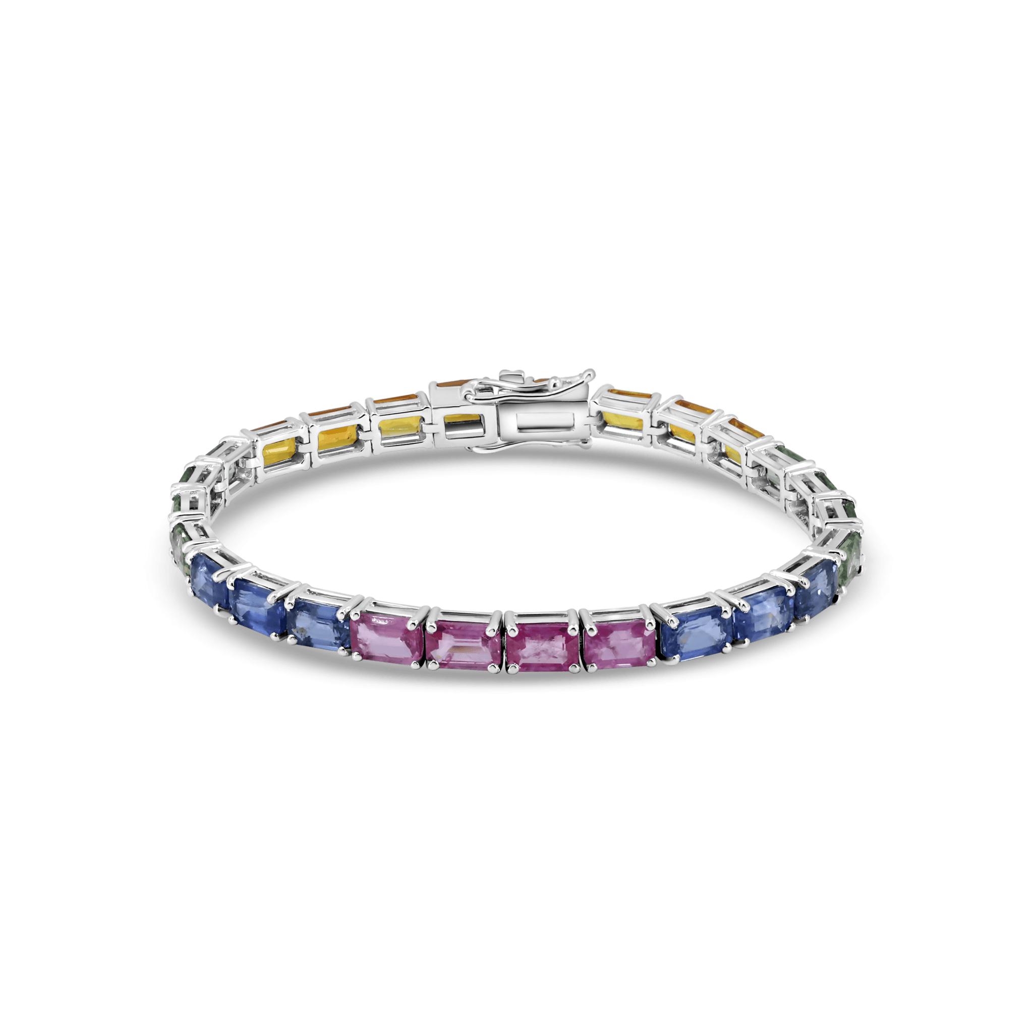 18K White Gold Rainbow Bracelet - Gemaee UAE