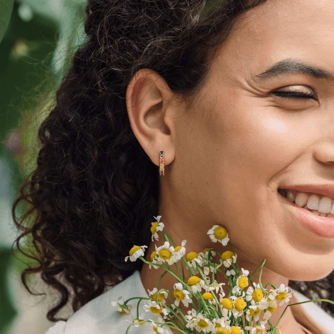18K Yellow Gold Rainbow Earrings - Gemaee UAE