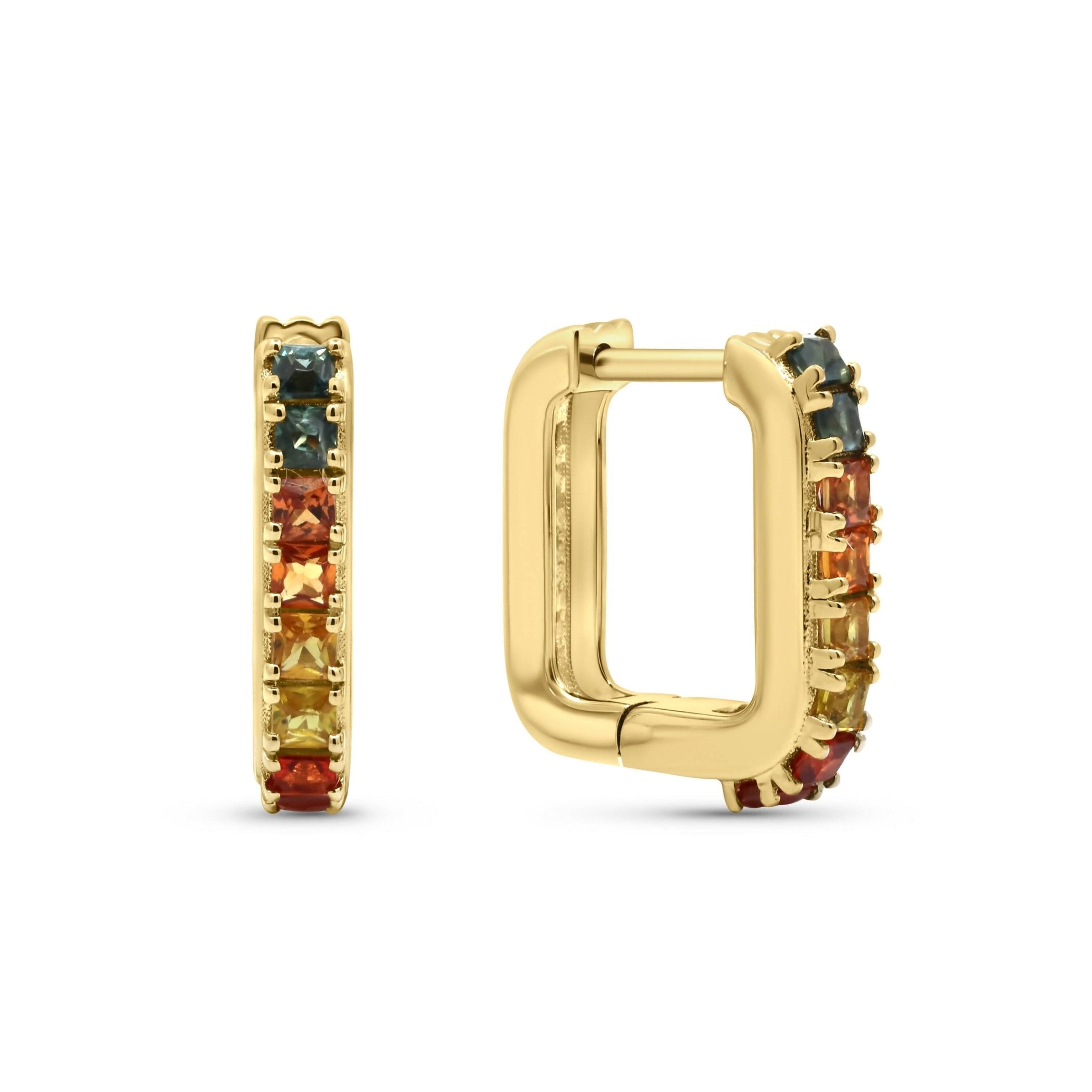 18K Yellow Gold Rainbow Earrings - Gemaee UAE