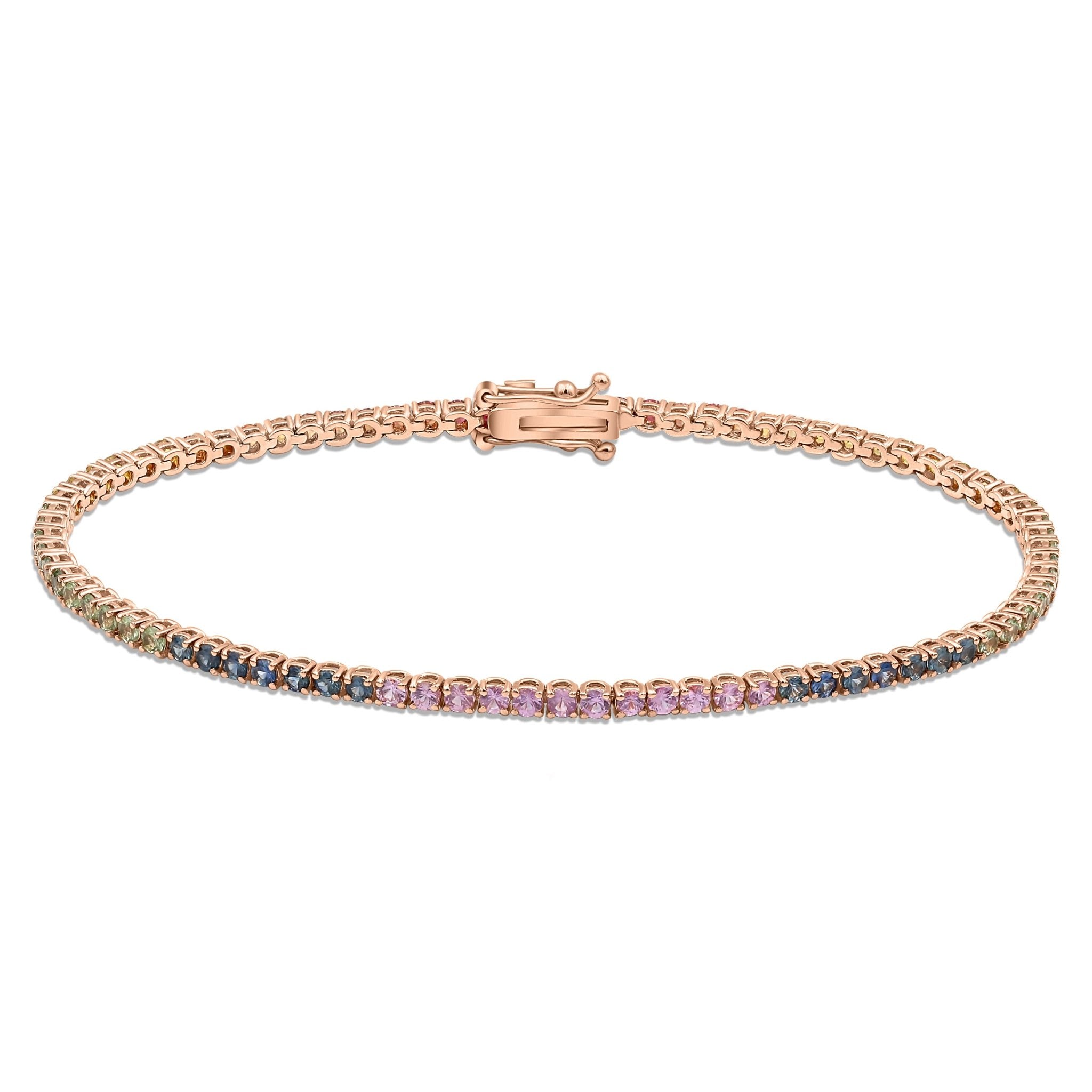 18K Rose Gold Rainbow Tiny Bracelet - Gemaee UAE