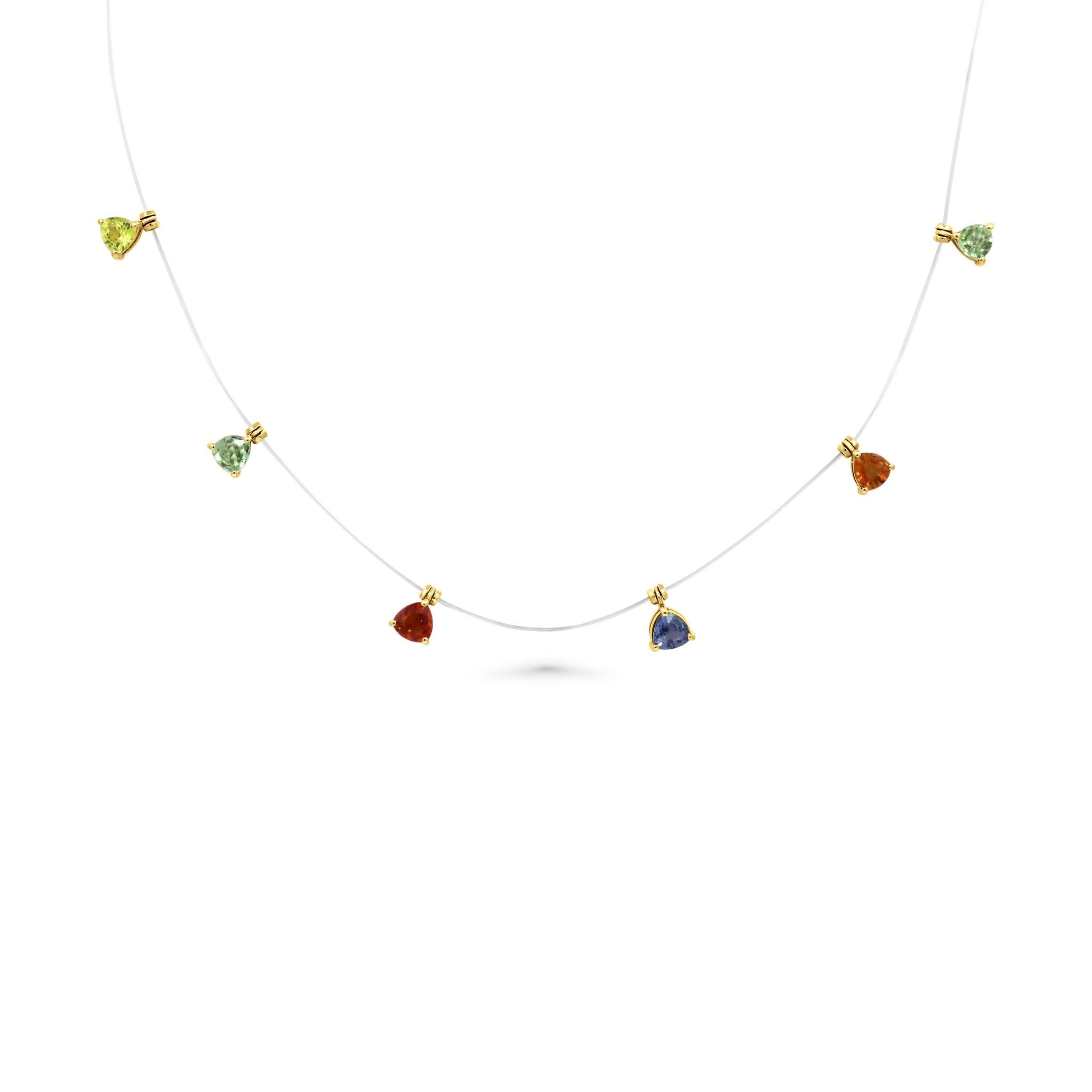 18K Rose Gold Six Stone Lace Rainbow necklace - Gemaee UAE