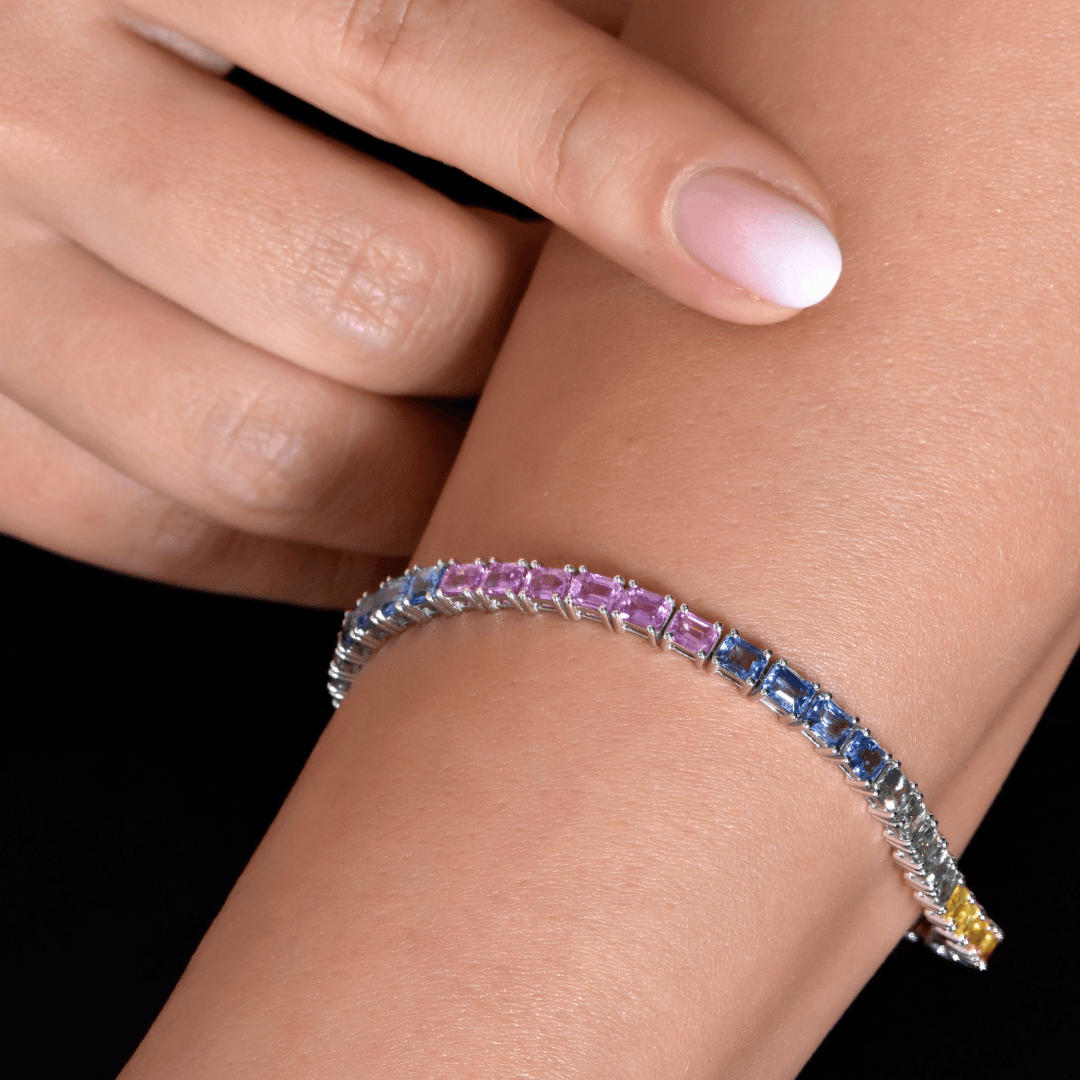 18K White Gold Rainbow Bracelet - Gemaee UAE