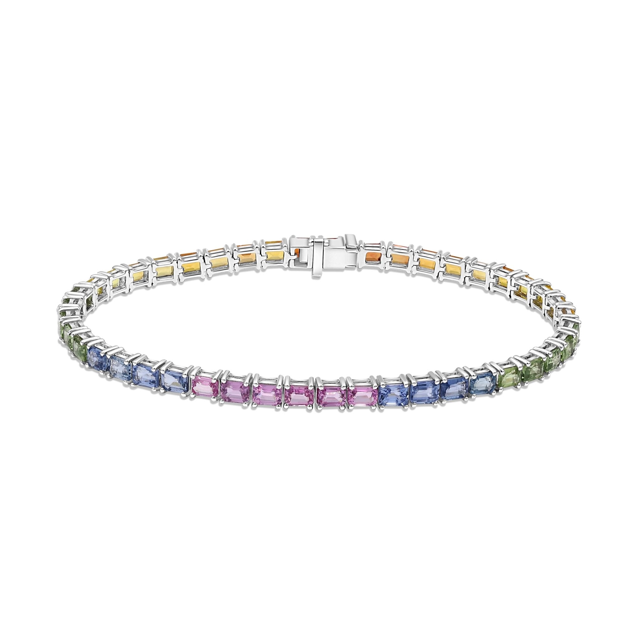 18K White Gold Rainbow Bracelet - Gemaee UAE