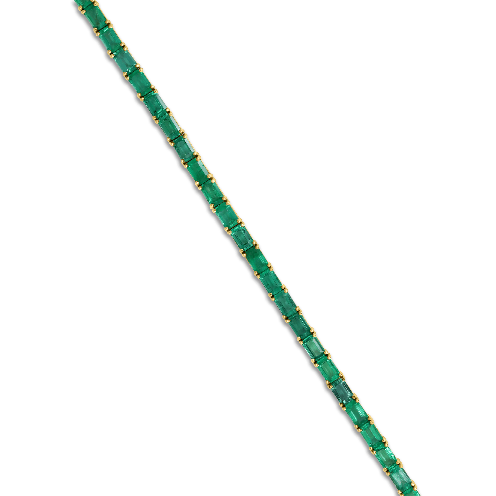 18K Yellow Gold Emerald Tennis Bracelet - Gemaee UAE