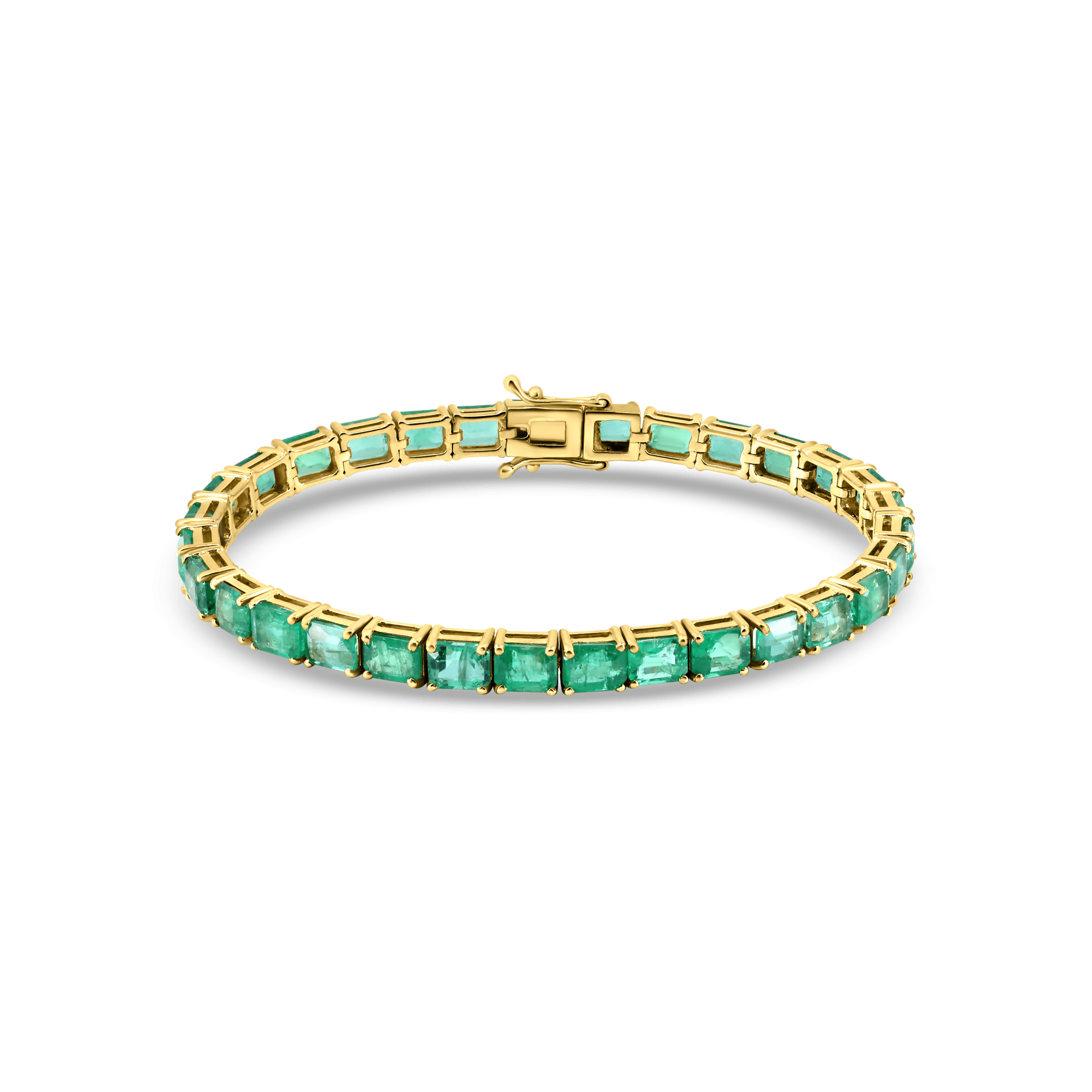 18K Yellow Gold Emerald Tennis Bracelet - Gemaee UAE